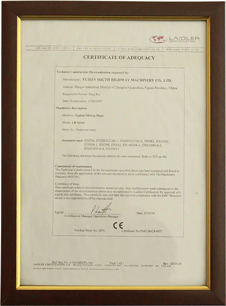 2009年certificate of adequacy